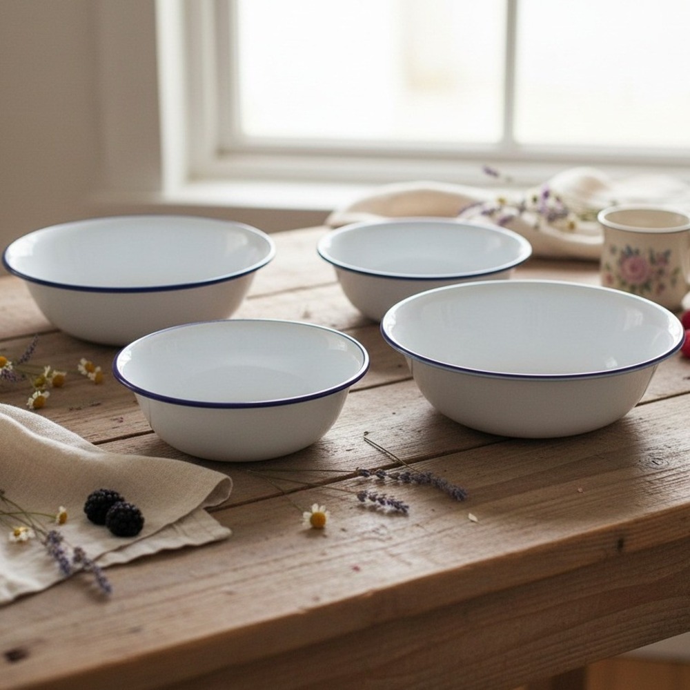 Corelle Vitrelle Set Of 4 Artemis 6.25" Cereal / Salad Bowl 18 oz White Blue
